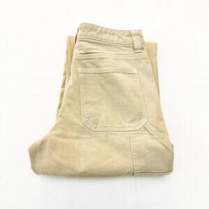 TNA Khaki Cargo Pant Wide Leg Frayed Hem Denim Jeans Zip Fly Size 6